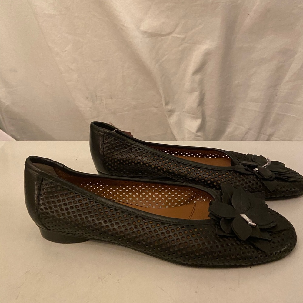 Mark Lemp black leather mesh ballet flats 7N